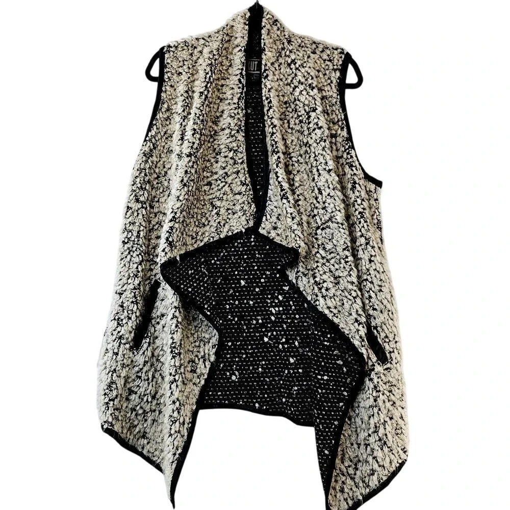 KUT from‎ the Kloth Waterfall Open Front Textured Knit Vest Women's Large Casual